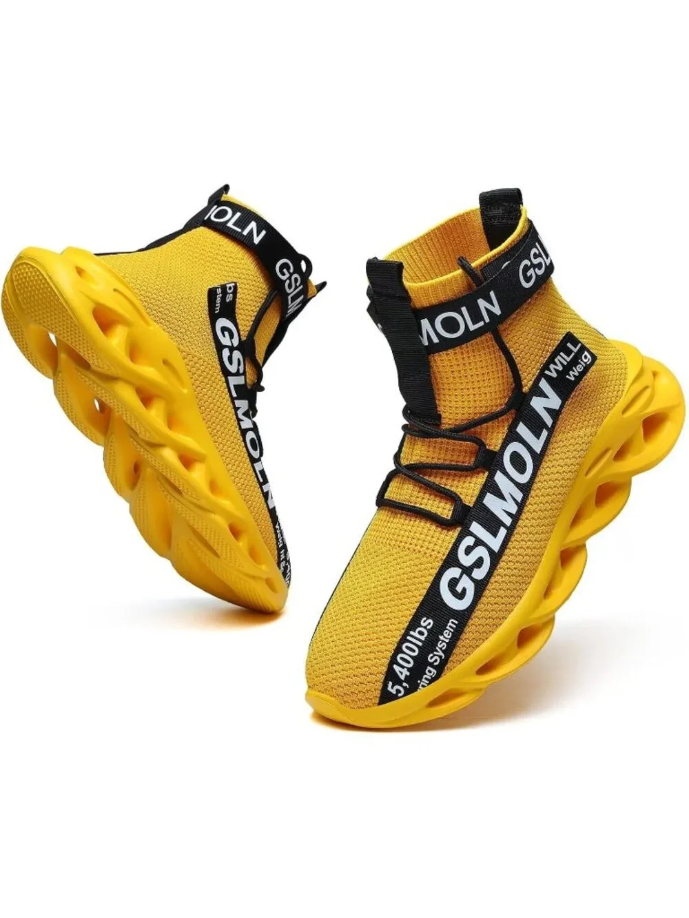 🆕Men Yellow 1 High Top Sneakers Breathable Gym Athletic Running Walking Tennis